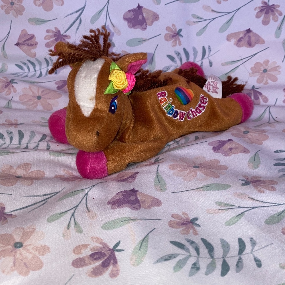 Vintage 1998 Lisa Frank Fantastic 8” Beans Rainbow Chaser Horse Plush Beanie